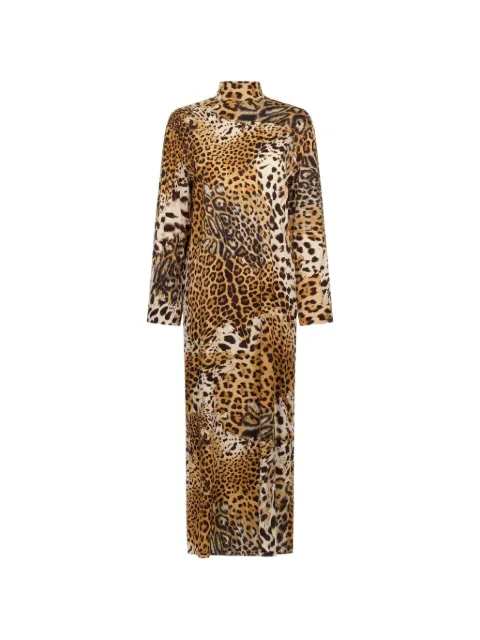 Roberto Cavalli leopard-print high-neck dress Neutrals TKT125FQG3400504
