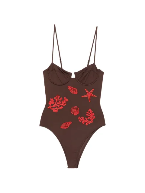 MC2 Saint Barth bead-embellished underwired swimsuit Brown MEDE002