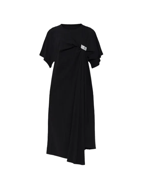 MM6 Maison Margiela gathered logo-patch dress Black S52DD0104M20048