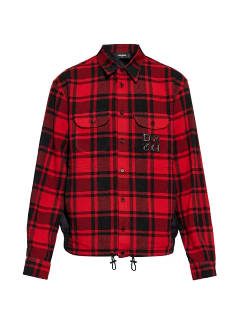DSQUARED2 hybrid logo-patch shirt jacket Red S74DM1062D35201