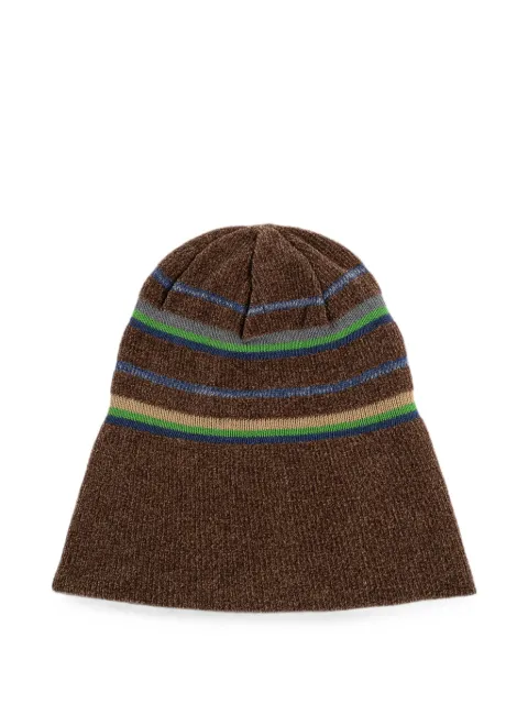 Maison Margiela striped-pattern beanie hat Brown S50TB0022M13324