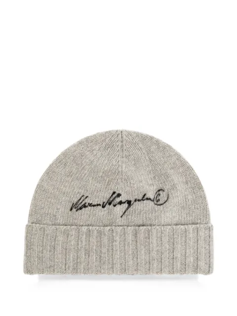 MM6 Maison Margiela embroidered ribbed-knit beanie hat Grey S52TB0025M13288806S