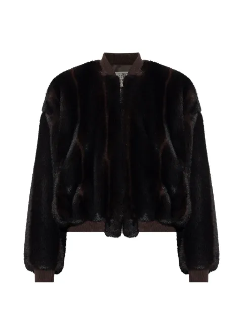 MM6 Maison Margiela ribbed-trim faux-fur jacket Brown S52AM0372M35637