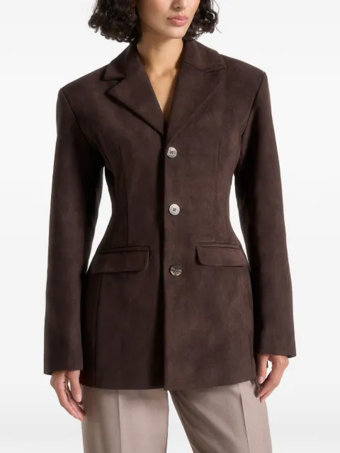 Manière De Voir Claire in brown suede wide shoulder cinch waist blazer Brown WMN41631