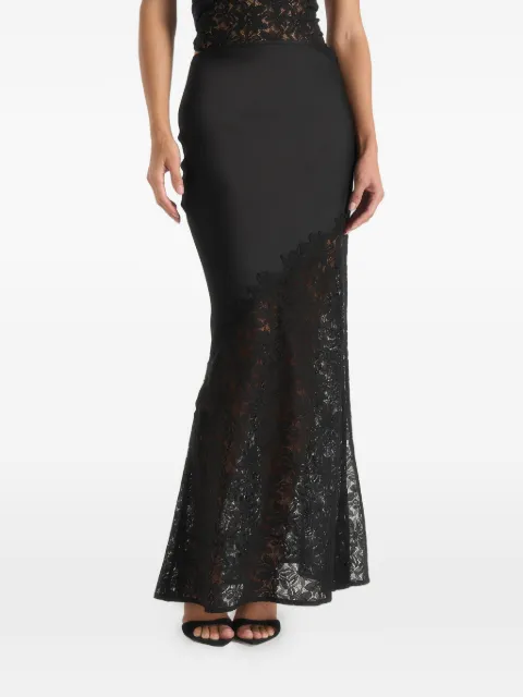 Manière De Voir Belle satin and lace maxi skirt Black WMN4660