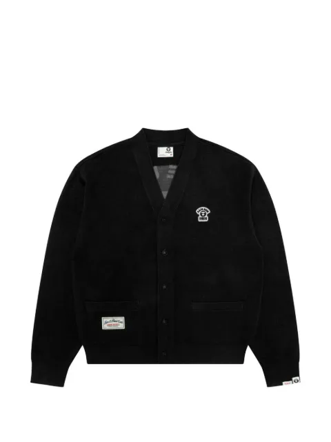 AAPE BY *A BATHING APE® logo-print V-neck cardigan Black AAPKNMD363XXQ