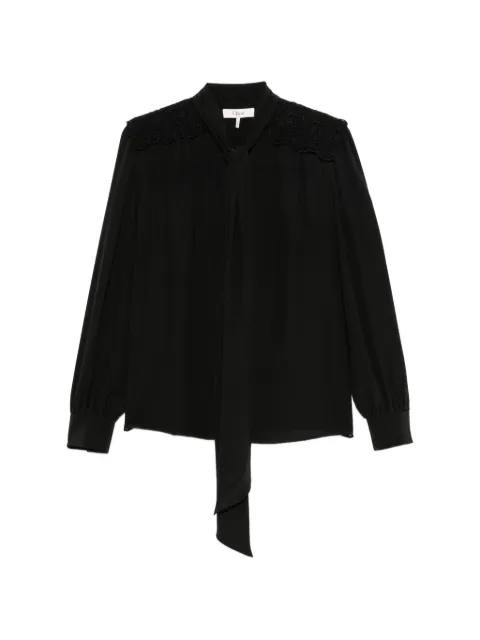 Chloé lace-trim pussy-bow shirt Black CH26AHT3000500136