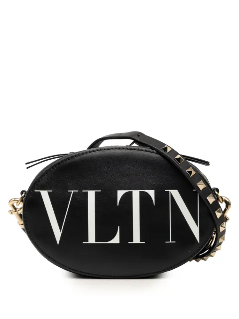 Valentino Garavani Pre-Owned 2018-2026 Calfskin Rockstud VLTN Oval crossbody bag Black QYTKFZZIRQSW3TUP