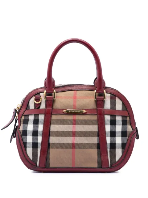 Burberry Pre-Owned 2000-2017 Small Leather Trimmed House Check Canvas Bridle Orchard satchel Brown HSJG33HOKFSV01GX