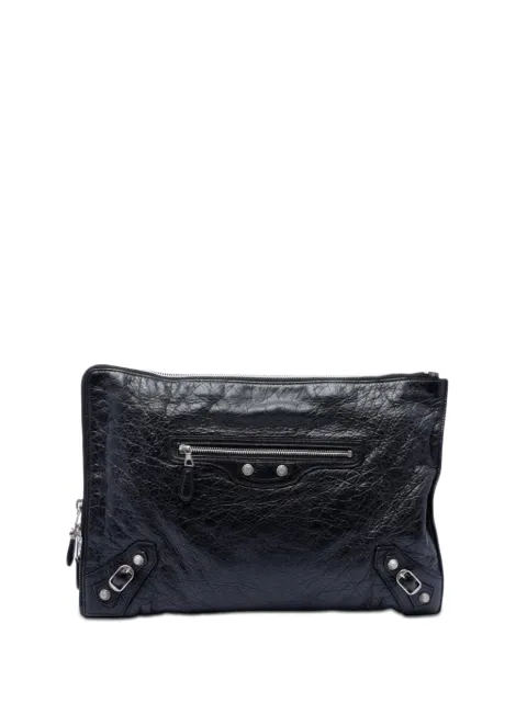 Balenciaga Pre-Owned 2015 Lambskin Motocross Giant 12 Zip Around Flat clutch bag Black 733T1KR0J21BRRUL