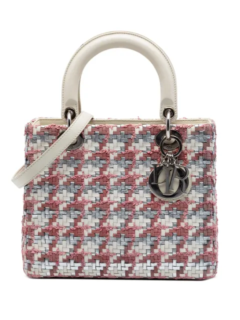 Christian Dior Pre-Owned 2013 Medium Woven Lambskin and Tweed Lady Dior satchel White 0TFJB2IKZGL2ZXGO