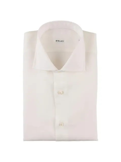 Fray spread-collar button-up shirt White 0775