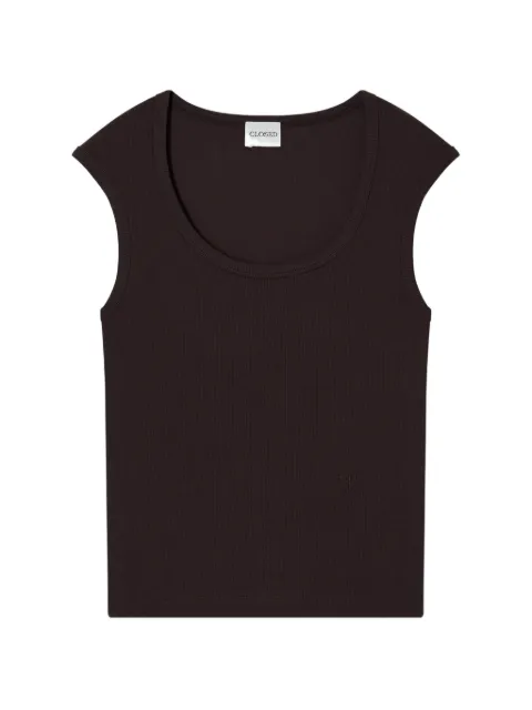 Closed ribbed cap-sleeve T-shirt Brown C9574742TEM