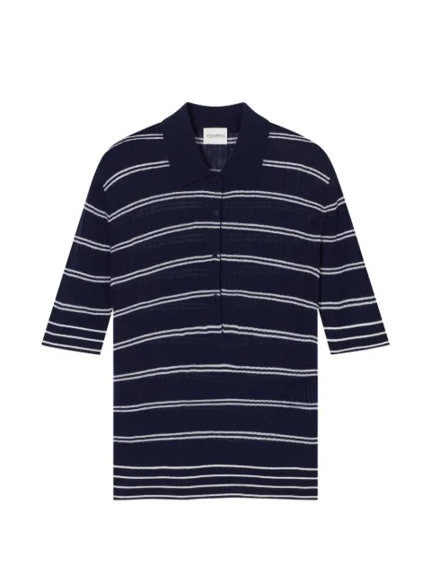 Closed striped short-sleeve polo top Blue C96804924ST