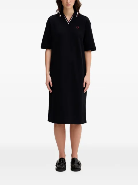 Fred Perry logo-embroidered polo midi dress Black D2173