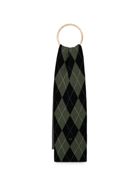Fred Perry argyle wool scarf Black C1133