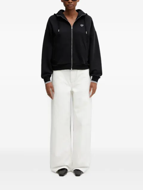 Fred Perry logo-embroidered zip-up hoodie Black G2164
