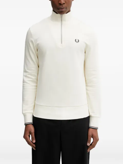 Fred Perry half-zip embroidered-logo sweater Neutrals M3574