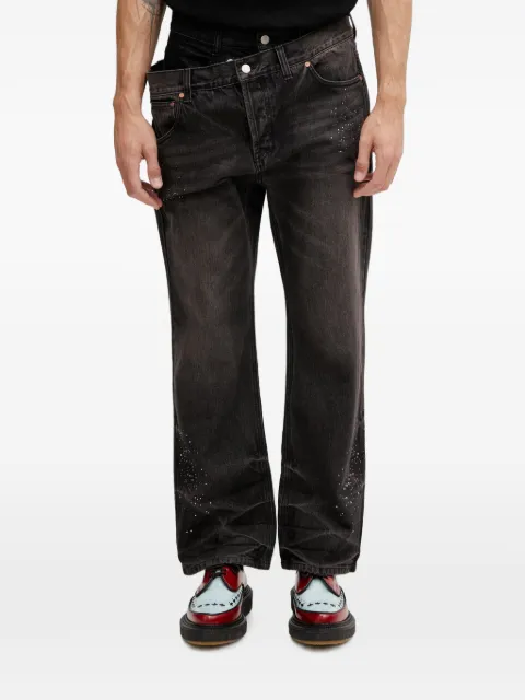 Andersson Bell stud-embellished layered-waist jeans Black APA912U