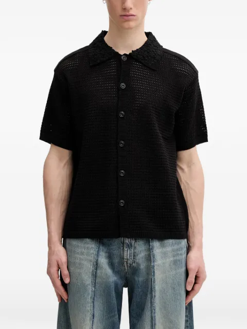 Andersson Bell crochet-collar mesh-knit shirt Black ATB1539M