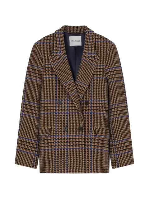 Closed check-pattern double-breasted blazer Brown C9788464A22