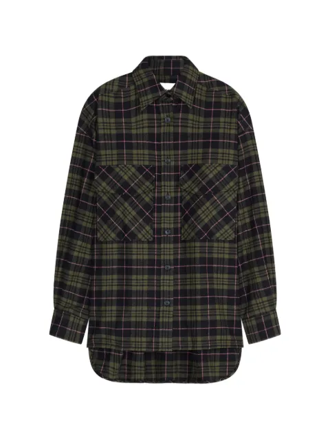 Closed check-pattern oversized shirt Green C9412921V22