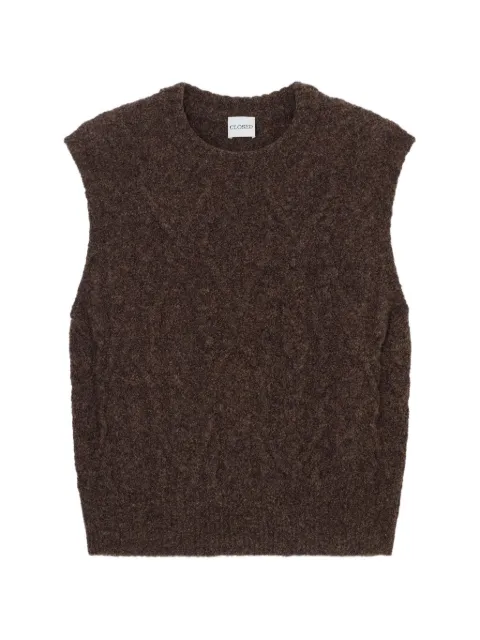 Closed crew-neck vest Brown C9683098W22
