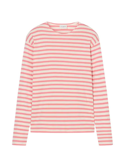 Closed horizontal-stripe long-sleeve T-shirt Pink C95594420ST
