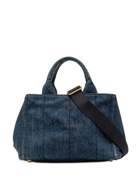 Prada Pre-Owned 2013-2026 Small Denim Canapa Logo satchel Blue A9EZ49V74X1XHZFB