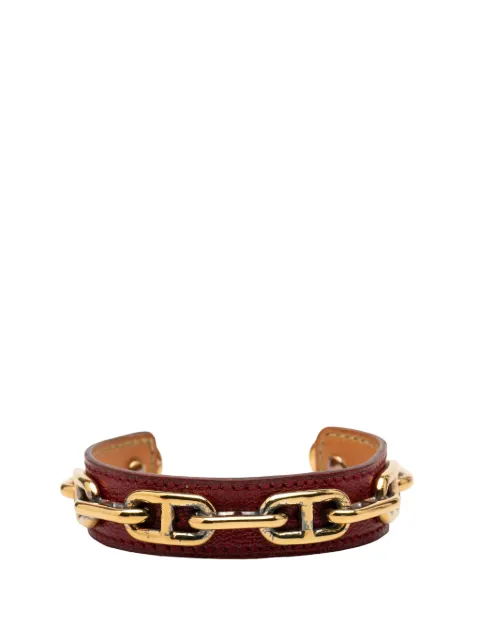 Hermès Pre-Owned 1990-2010 Leather and Gold Plated Chaine d Ancre Cuff Bracelet costume bracelet Red 1GLXCKF7BIVD27SL