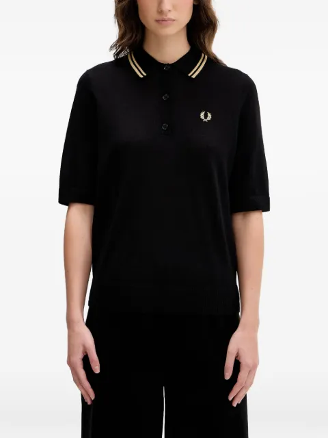 Fred Perry knitted logo-embroidered polo shirt Black K2125