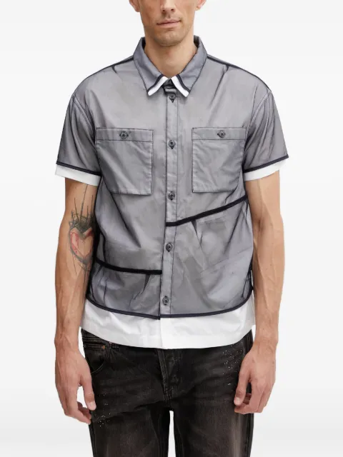 Andersson Bell layered mesh-overlay shirt White ATB1537M