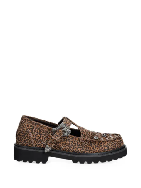 Andersson Bell leopard-print studded loafers Brown AAA465U