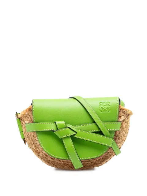 Loewe Pre-Owned 2018 Mini Raffia Gate crossbody bag Green O0ZSGJJ71K74X3ZV