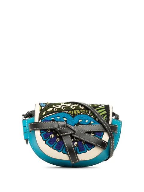 Loewe Pre-Owned 2019 William De Morgan Mini Embroidered Leather Floral Gate crossbody bag Blue TRWDWN3UD7ELJTJB