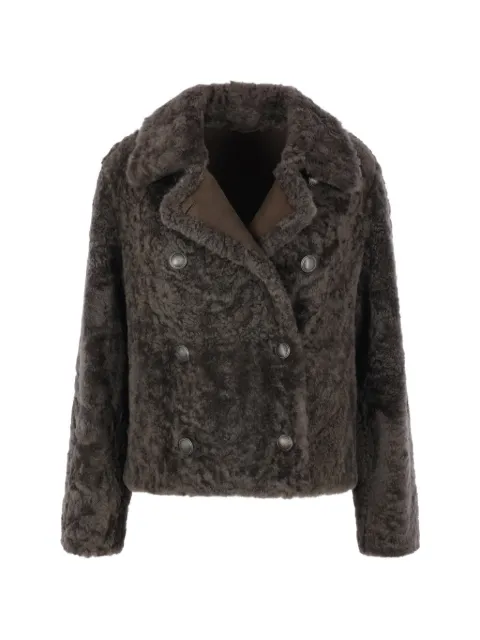 Brunello Cucinelli double-breasted shearling coat Grey MPMBP3126C4246