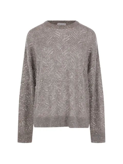 Brunello Cucinelli sequin-embellished open-knit sweater Grey MRG562500CQC50