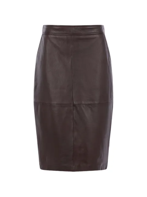 Max Mara Hammered leather pencil skirt Brown 2626406011600