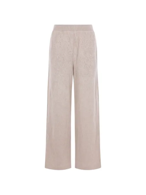 Brunello Cucinelli lace-flowers jersey track trousers in sparkling virgin wool and cashmere Neutrals MG963B2Y69C8388