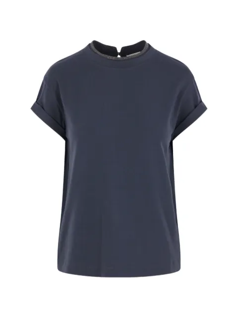 Brunello Cucinelli monili-trim rolled-cuff T-shirt Blue M0T18BD200C3186
