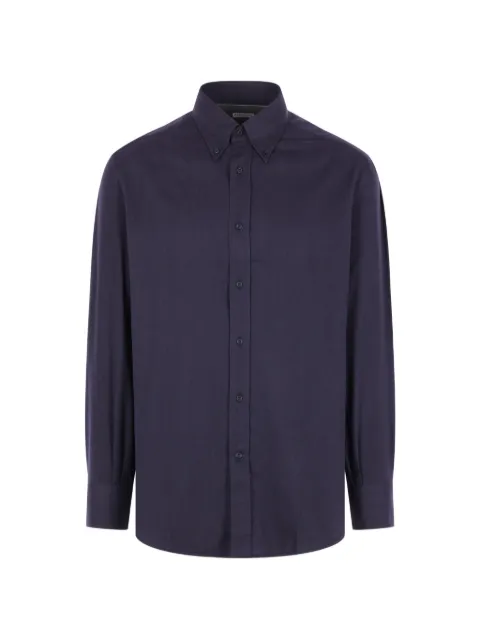 Brunello Cucinelli herringbone-weave button-down shirt Blue MY6370038C019