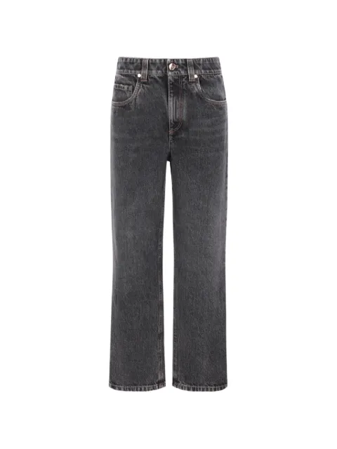 Brunello Cucinelli monili-trimmed straight-leg jeans Grey MA095P5758C9827