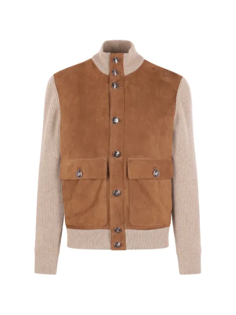 Brunello Cucinelli suede-panel cardigan Neutrals MPCLF1955CIW19