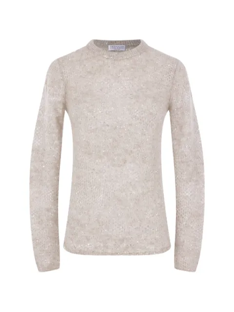 Brunello Cucinelli sequin-embellished knitted sweater Neutrals MFA790100C9984