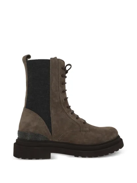 Brunello Cucinelli lace-up Monili-trim boots Brown MZSFG3308C8769