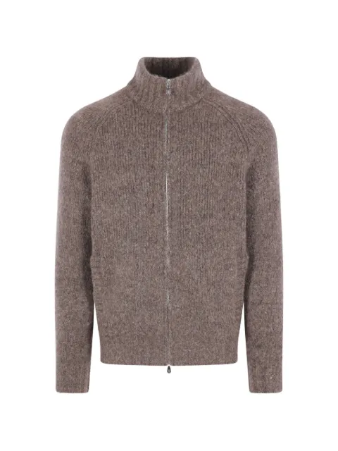 Brunello Cucinelli ribbed-knit zip-up cardigan Brown MET302116C2559