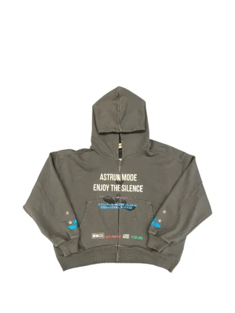 astrum graphic-print zip-up hoodie Black AST013