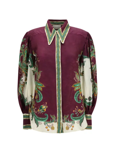 ALEMAIS Ruthie balloon-sleeve silk-blend shirt Purple 7649T