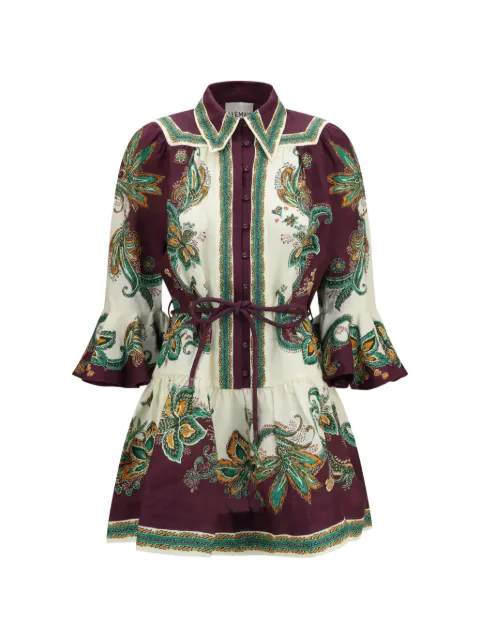 ALEMAIS Ruthie paisley-print linen mini dress Red 7653D