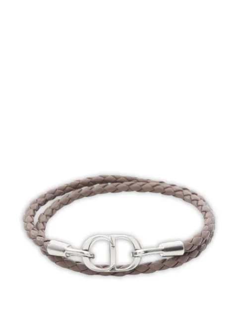 Christian Dior Pre-Owned 2020s CD Icon braided leather bracelet Silver 1075637
